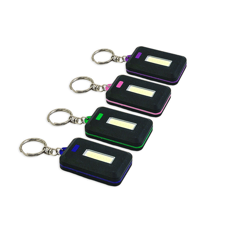 COB LED sleutelhanger zaklamp verkrijgbaar in 4 kleuren blauw groen roze paars